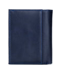 Men Genuine Leather Short Bifold Wallet with Zipper Minimalist Purse Blue