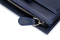 Men Genuine Leather Short Bifold Wallet with Zipper Minimalist Purse Blue