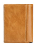 Men Genuine Leather Short Bifold Wallet with Zipper Minimalist Purse Brown