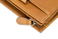 Men Genuine Leather Short Bifold Wallet with Zipper Minimalist Purse Brown