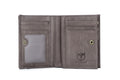 Men Genuine Leather Short Bifold Wallet with Zipper Minimalist Purse Grey