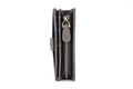 Men Genuine Leather Short Bifold Wallet with Zipper Minimalist Purse Grey