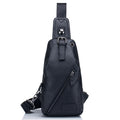 Men Genuine Leather Shoulder Bag Sling Travel Hiking Crossbody Bag Black