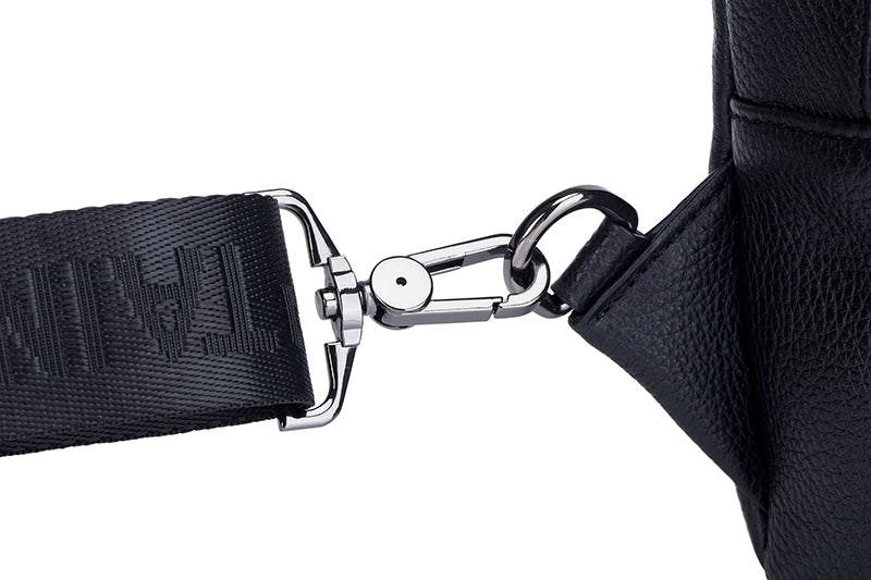 Men Genuine Leather Shoulder Bag Sling Travel Hiking Crossbody Bag Black