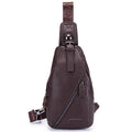 Men Genuine Leather Shoulder Bag Sling Travel Hiking Crossbody Bag Coffee