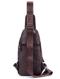 Men Genuine Leather Shoulder Bag Sling Travel Hiking Crossbody Bag Coffee