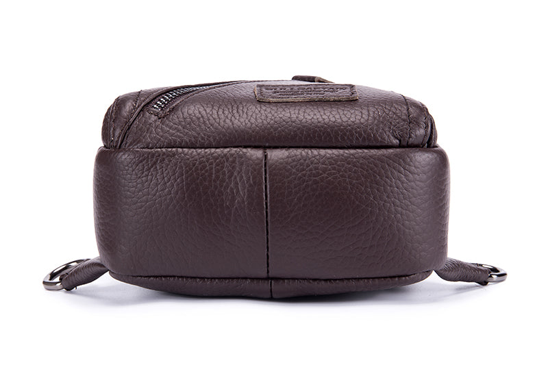 Men Genuine Leather Shoulder Bag Sling Travel Hiking Crossbody Bag Coffee