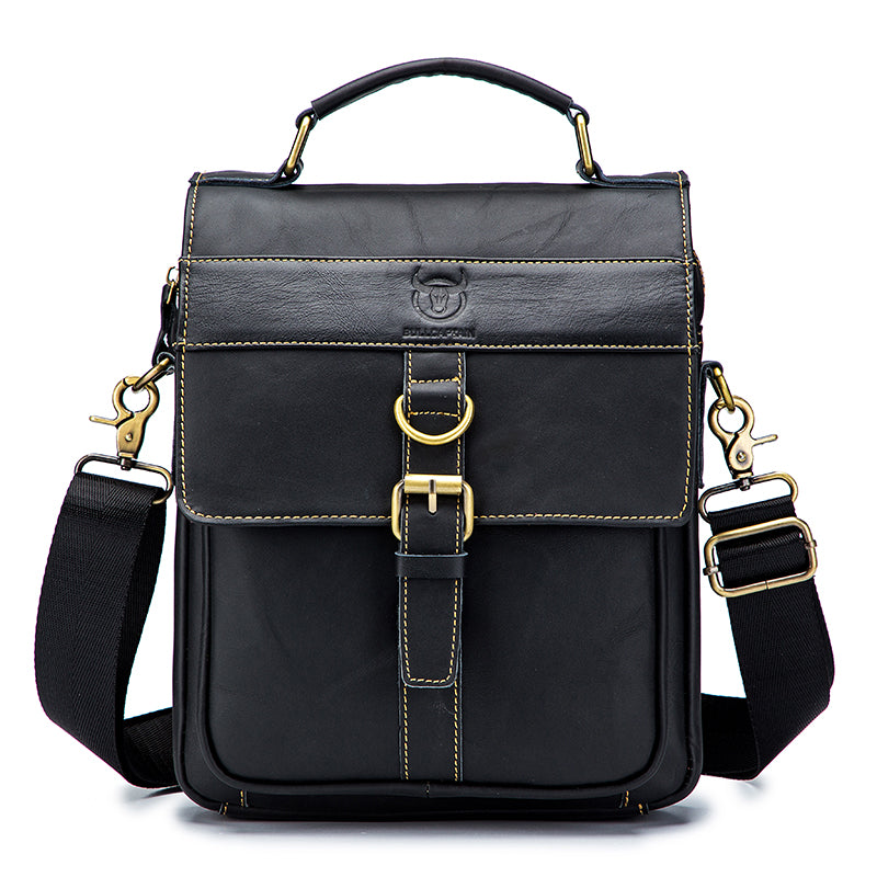 Men Genuine Leather Shoulder Bag Travel Messenger Bags Handbag Briefcase Black