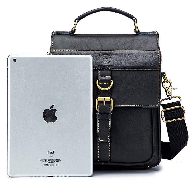 Men Genuine Leather Shoulder Bag Travel Messenger Bags Handbag Briefcase Black