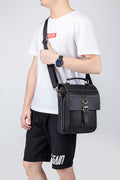 Men Genuine Leather Shoulder Bag Travel Messenger Bags Handbag Briefcase Black