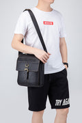 Men Genuine Leather Shoulder Bag Travel Messenger Bags Handbag Briefcase Black