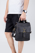 Men Genuine Leather Shoulder Bag Travel Messenger Bags Handbag Briefcase Black