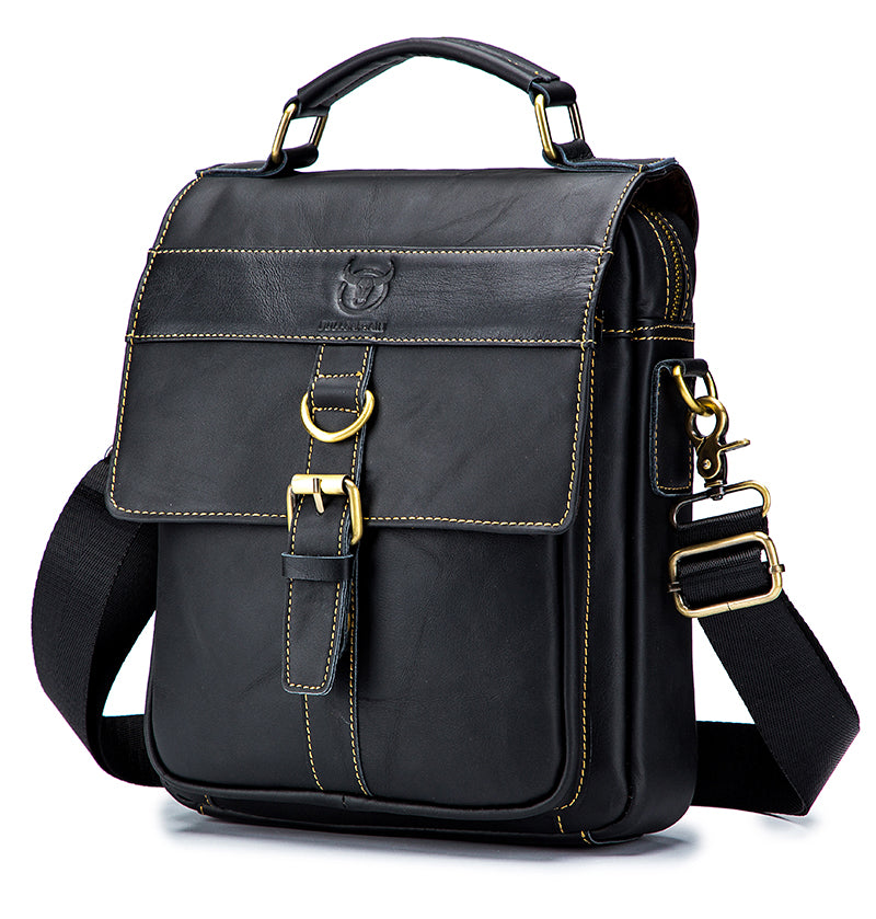 Men Genuine Leather Shoulder Bag Travel Messenger Bags Handbag Briefcase Black