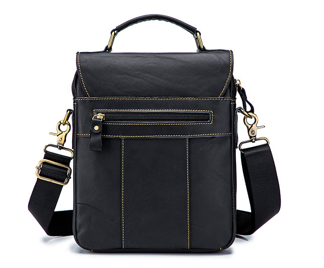 Men Genuine Leather Shoulder Bag Travel Messenger Bags Handbag Briefcase Black