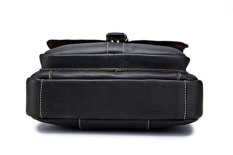 Men Genuine Leather Shoulder Bag Travel Messenger Bags Handbag Briefcase Black