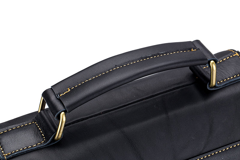 Men Genuine Leather Shoulder Bag Travel Messenger Bags Handbag Briefcase Black