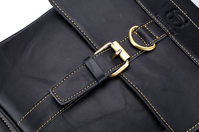 Men Genuine Leather Shoulder Bag Travel Messenger Bags Handbag Briefcase Black