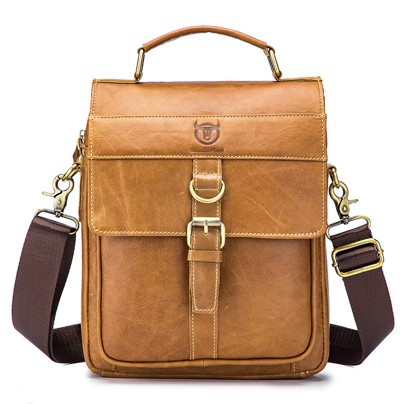 Men Genuine Leather Shoulder Bag Travel Messenger Bags Handbag Briefcase Brown