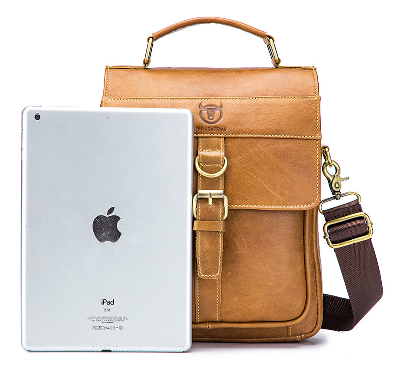 Men Genuine Leather Shoulder Bag Travel Messenger Bags Handbag Briefcase Brown