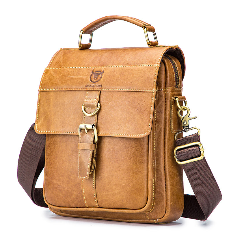 Men Genuine Leather Shoulder Bag Travel Messenger Bags Handbag Briefcase Brown