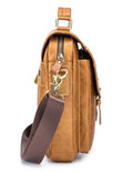Men Genuine Leather Shoulder Bag Travel Messenger Bags Handbag Briefcase Brown
