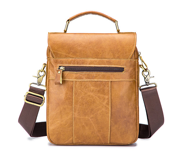 Men Genuine Leather Shoulder Bag Travel Messenger Bags Handbag Briefcase Brown