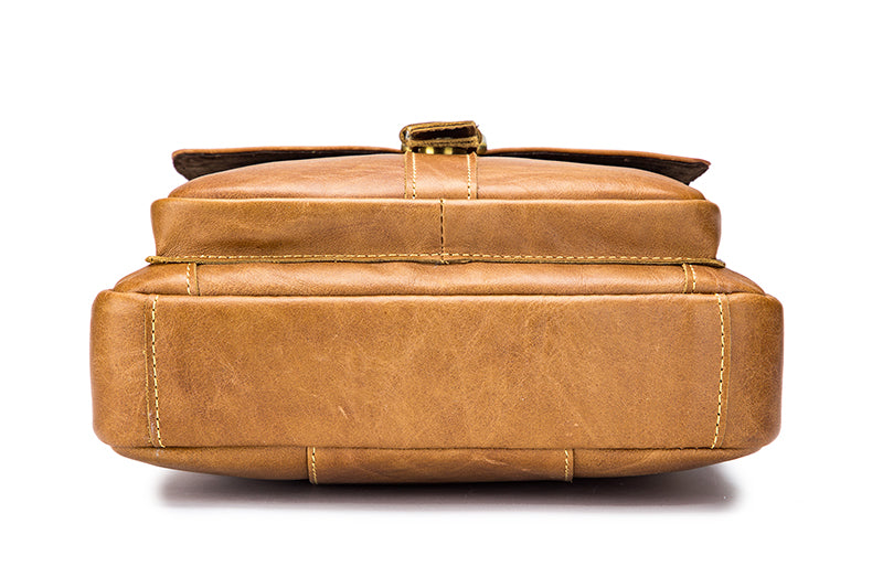 Men Genuine Leather Shoulder Bag Travel Messenger Bags Handbag Briefcase Brown