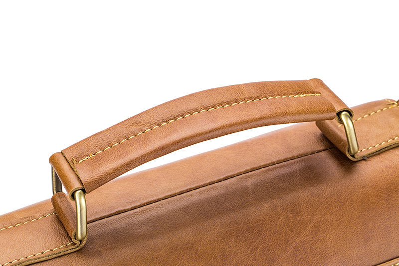 Men Genuine Leather Shoulder Bag Travel Messenger Bags Handbag Briefcase Brown