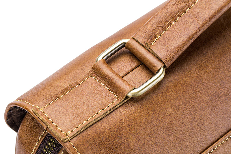 Men Genuine Leather Shoulder Bag Travel Messenger Bags Handbag Briefcase Brown