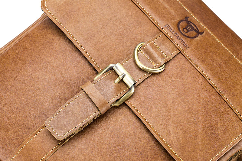 Men Genuine Leather Shoulder Bag Travel Messenger Bags Handbag Briefcase Brown