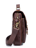 Men Genuine Leather Shoulder Bag Travel Messenger Bags Handbag Briefcase Coffee