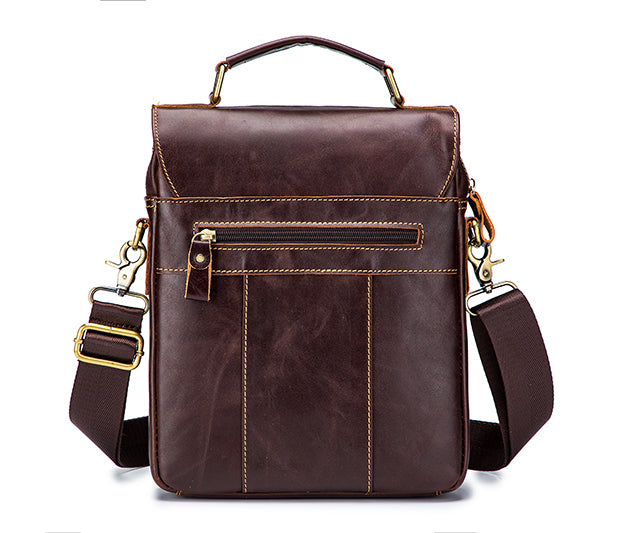 Men Genuine Leather Shoulder Bag Travel Messenger Bags Handbag Briefcase Coffee