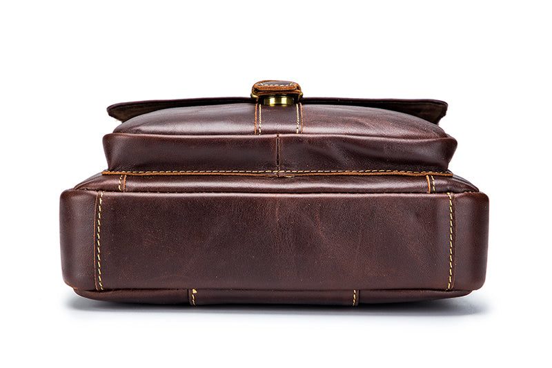 Men Genuine Leather Shoulder Bag Travel Messenger Bags Handbag Briefcase Coffee