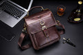 Men Genuine Leather Shoulder Bag Travel Messenger Bags Handbag Briefcase Coffee