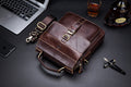 Men Genuine Leather Shoulder Bag Travel Messenger Bags Handbag Briefcase Coffee