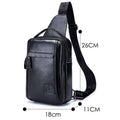 Men Genuine Leather Sling Bag Casual Crossbody Chest Daypack Black