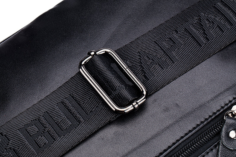 Men Genuine Leather Sling Bag Casual Crossbody Chest Daypack Black