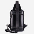 Men's Genuine Leather Sling Bag Chest Crossbody Shoulder Hiking Bags Black