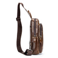 Men's Genuine Leather Sling Bag Chest Crossbody Shoulder Hiking Bags Brown