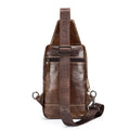 Men's Genuine Leather Sling Bag Chest Crossbody Shoulder Hiking Bags Brown