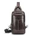 Men's Genuine Leather Sling Bag Chest Crossbody Shoulder Hiking Bags Coffee