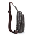Men's Genuine Leather Sling Bag Chest Crossbody Shoulder Hiking Bags Coffee