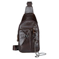 Men Genuine Leather Sling Bag Crossbody Chest Shoulder Backpack Daypack Coffee