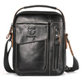 Men Genuine Leather Sling Bag Small Shoulder Crossbody Messenger Handbag Black