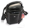Men Genuine Leather Sling Bag Small Shoulder Crossbody Messenger Handbag Black