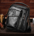 Men Genuine Leather Sling Bag Small Shoulder Crossbody Messenger Handbag Black