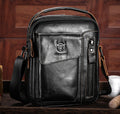Men Genuine Leather Sling Bag Small Shoulder Crossbody Messenger Handbag Black