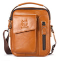 Men Genuine Leather Sling Bag Small Shoulder Crossbody Messenger Handbag Brown