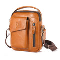 Men Genuine Leather Sling Bag Small Shoulder Crossbody Messenger Handbag Brown
