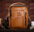 Men Genuine Leather Sling Bag Small Shoulder Crossbody Messenger Handbag Brown